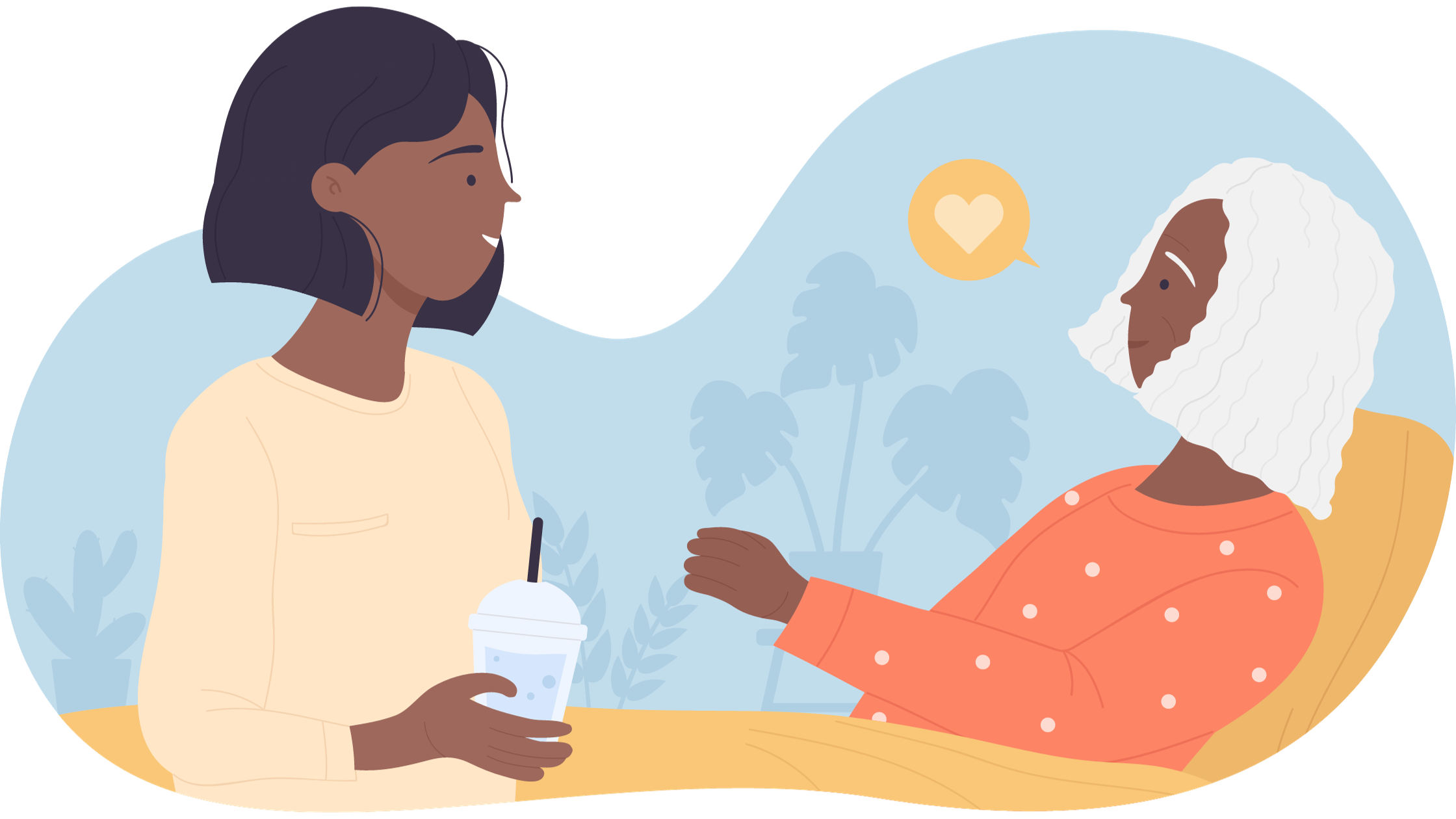 two people looking at each other with care